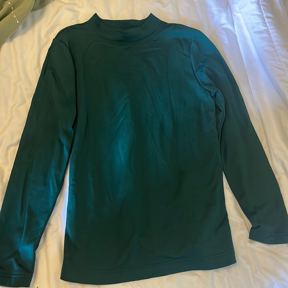 J. Crew Lined long sleeve mock neck top. Dark Green. Size S.